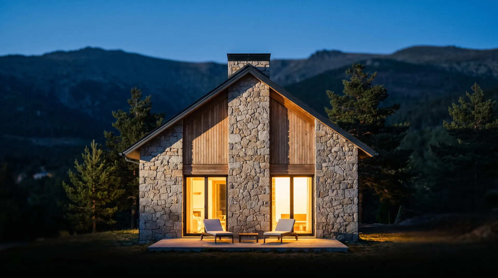 Illustrative stone cottage at dusk, from the Bliss Homes pricing example (AI-generated)